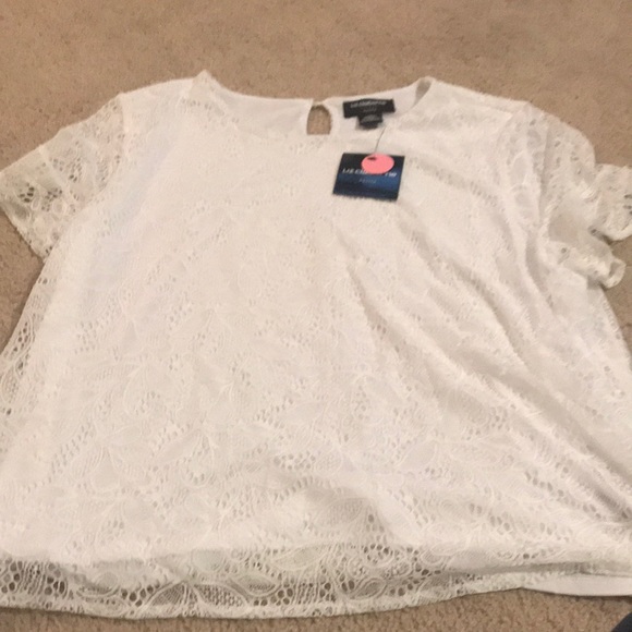 Liz Claiborne Women’s white top shirt sleeve PXXL NWT - Picture 1 of 6